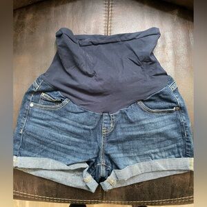 Maternity - Jeans shorts with high belly panel